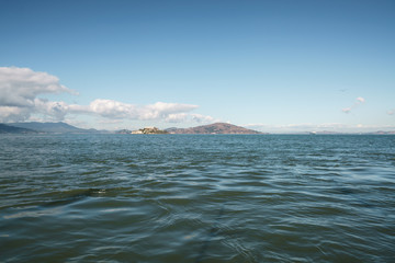 San Francisco bay from pier in sunny warm day