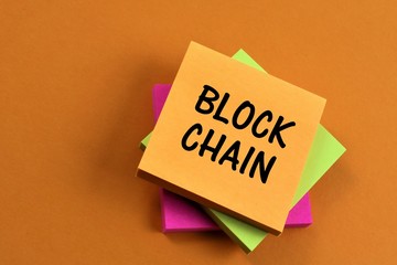 An concept Image of a Block chain logo with copy space