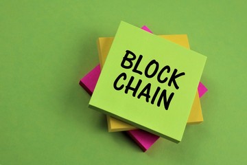 An concept Image of a Block chain logo with copy space