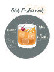 Illustration of cocktail Old Fashioned