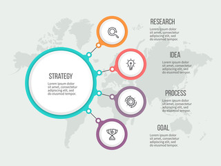 Business hierarchy infographic. Organization chart, diagram with 4 options. Vector template.