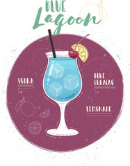 Illustration of cocktail Blue Lagoon
