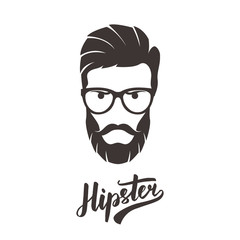 Hipster fashion bearded man portrait in glasses. Vector illustration.