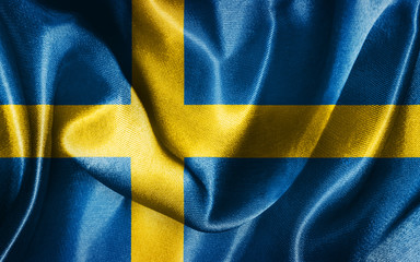 Sweden National Flag Waving in The Wind Illustration