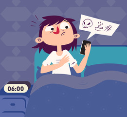 Girl in Bed Being Cursed on Phone