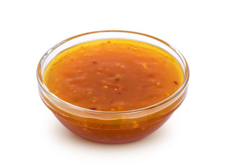 Sweet and sour sauce isolated on white background
