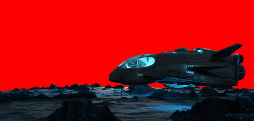 Astronauts exploring an asteroid 3D rendering