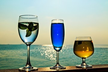 Glasses of the soft drink