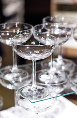 Set of cocktail glasses on display.