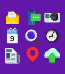 Basic Flat icon set for Web and Mobile Application. News, communications.