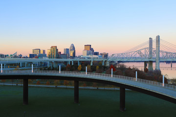 Louisville, Kentucky skyline at first light