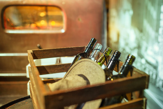 Empty Bottles Of Wine In A Bootleggers Truck