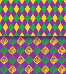 Mardi Gras vector carnival rhombic pattern. Fat or Shrove Tuesday poster, invitation, greeting card etc.