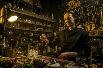 bartender working behind the bar