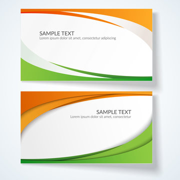 Card with abstract wavy lines Orange and green stripes Creative element for the design of templates postcards advertisements poster Abstract decorative background for business card template Vector Set