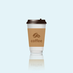Paper cup with reflection. Coffee. Vector illustration.