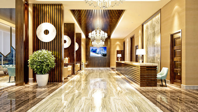 3d render of hotel reception