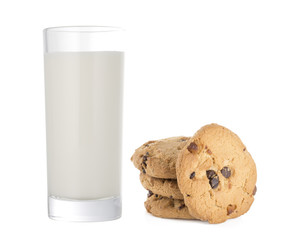 Glass of milk with cookies