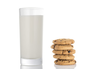 Glass of milk with cookies