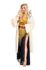 Portrait of beautiful blonde woman isolated on white