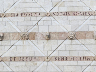 Nazareth, Israel - Closeup of The Basilica of the Annunciation. The church marks the site where the...
