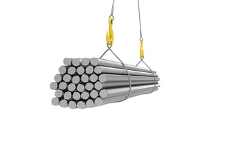 metall armature on the crane 3d illustration
