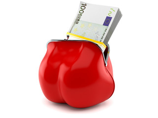 Euro money inside purse