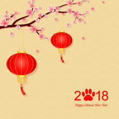 vector illustration of chinese new year with lantern.