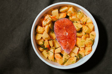 Steak from trout cooked on steam