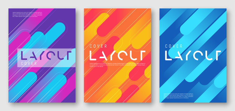 Abstract Gradient Futuristic Geometric Cover Designs, Brochure Templates, Posters. Vector Illustration. Global Swatches.