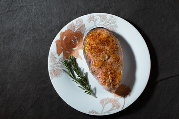 Steak from trout cooked on steam