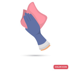 Hand with cleaning rap color flat icon
