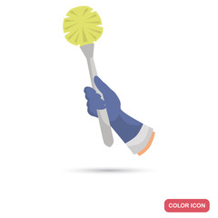 Hand holding toilet brush color flat icon