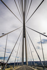 Belgrade, Serbia February 28, 2014: Construction of the bridge on Ada in Belgrade