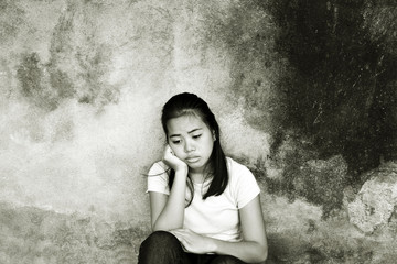 Sad girl with deep thoughts