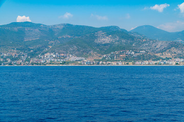 Views of the Mediterranean coast. Mountainous terrain