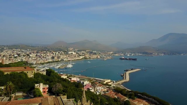 Aerial view of Gaeta, Italy. Beautiful view of the port and town.