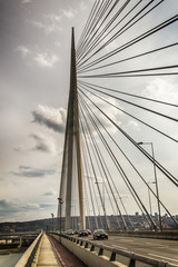 Belgrade, Serbia February 28, 2014: Construction of the bridge on Ada in Belgrade
