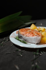 Steak from trout cooked on steam