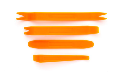 Set for removal of plating in the car. Plastic tools for removing plastic parts inside the car.