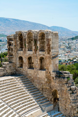 Fototapeta na wymiar The Odeon of Herodes Atticus is a stone theatre structure located on the southwest slope of the Acropolis of Athens, Greece. 