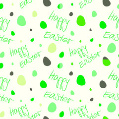 Happy Easter - Set of 4 seamless and tileable vector pattern textures. Grey, green color tones and lime on white.