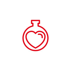 Love with beaker or poison Icon. Simple Heart Illustration Line Style Logo Template Design. 