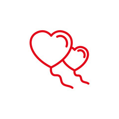 Flying Balloon Love with string Icon. Simple Heart Illustration Line Style Logo Template Design. 