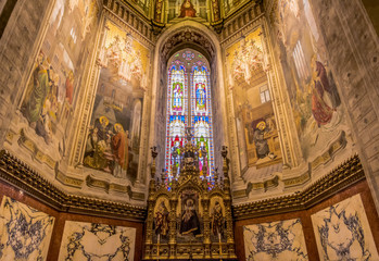 Fototapeta na wymiar Interior of Basilica of Santa Casa, the Shrine of the Holy House of Virgin Mary. The Sanctuary is the first international Sanctuary dedicated to the cult of the Madonna.