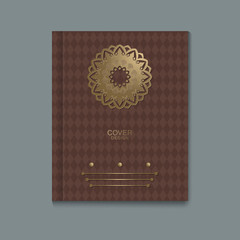 brochures with gold 3d emblems