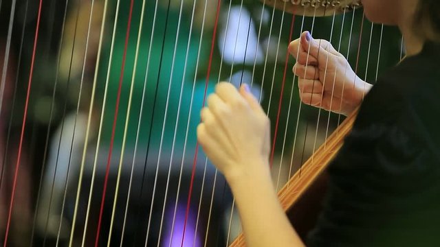 symphony orchestra harp stock footage