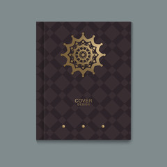 brochures with gold 3d emblems
