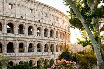 Obraz premium The Colosseum, or Coliseum, also known as the Flavian Amphitheatre, is an oval amphitheatre in the centre of the city of Rome, Italy. 