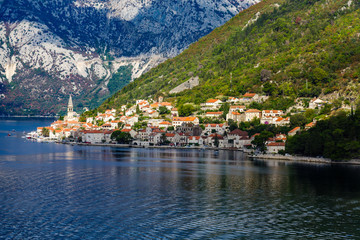 Fototapeta na wymiar Village Clinging to Montenegro Coast